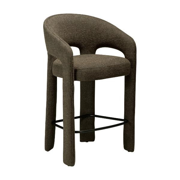 Tabouret de bar mi-hauteur SPLENDOR bouclé Olive | Dan-Form | Woodely