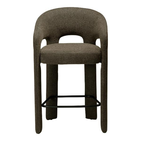 Tabouret de bar mi-hauteur SPLENDOR bouclé Olive | Dan-Form | Woodely
