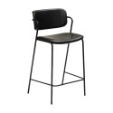 Tabouret de bar mi-hauteur ZED simili cuir Noir vintage | Dan-Form