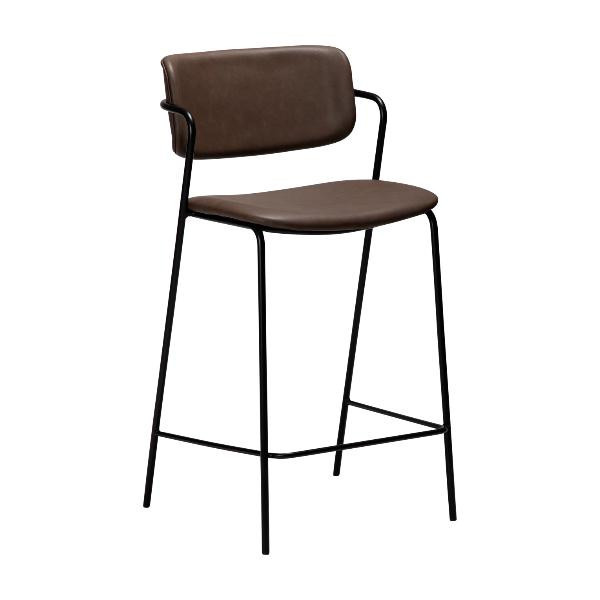 Tabouret de bar mi-hauteur ZED simili cuir Marron | Dan-Form | Woodely