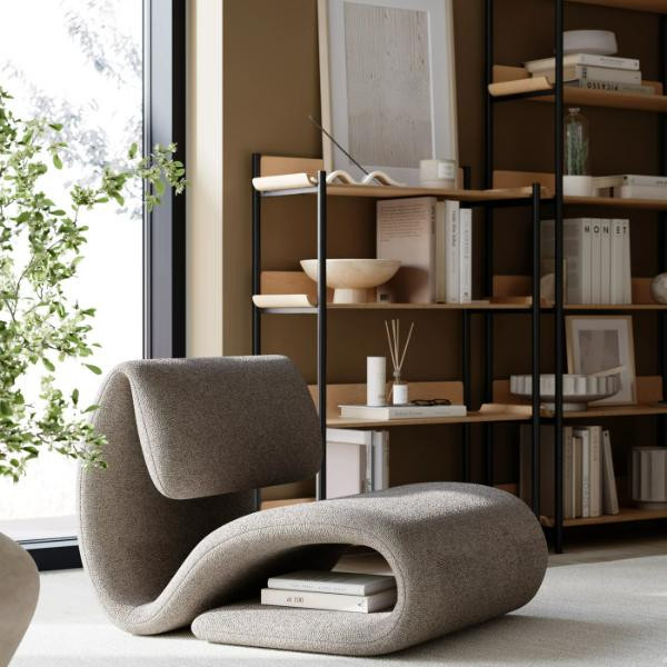 Fauteuil lounge DUBNA bouclé Merlot | Dan-Form | Woodely