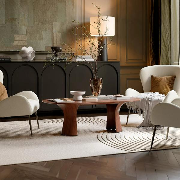 Fauteuil lounge dossier haut GLAM bouclé Taupe | Dan-Form | Woodely