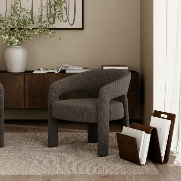 Fauteuil lounge SPLENDOR bouclé Marron | Dan-Form | Woodely