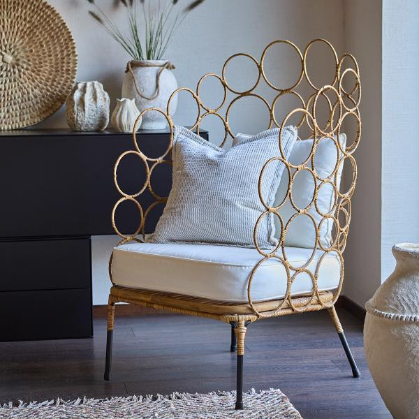 Fauteuil avec coussins Riviera Rotin | Affari of Sweden | Woodely