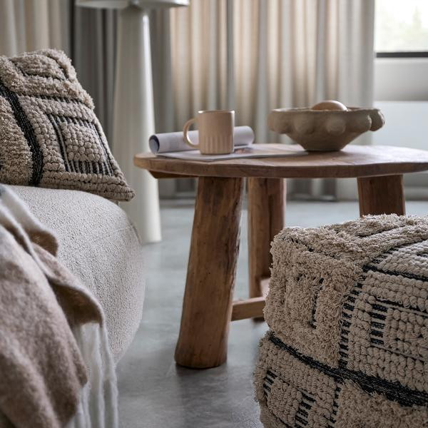 Pouf Minna Ivoire/noir | Affari of Sweden