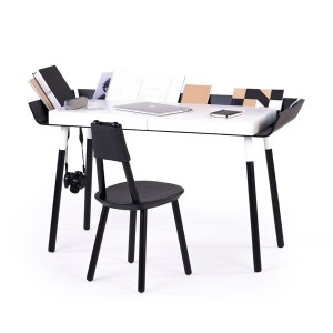 Bureau My writing desk noir 2 tiroirs bouleau - EMKO