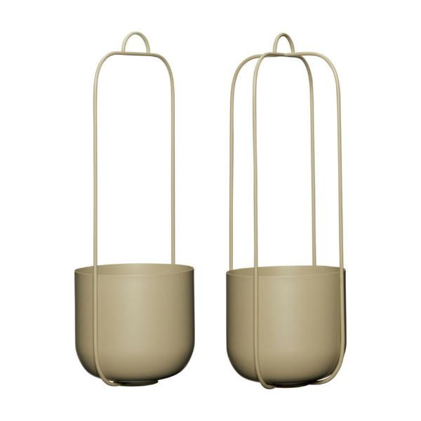Pots à suspendre Lotus khaki (lot de 2) | Hübsch