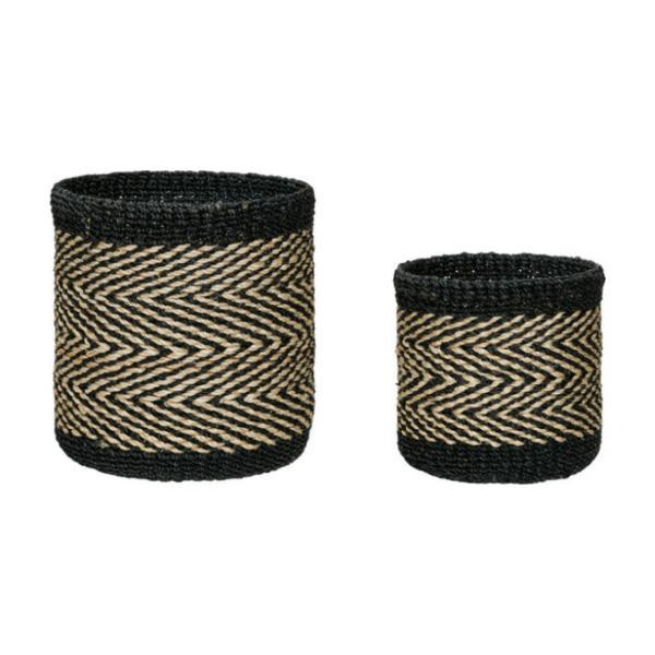 Baskets Criss Cross black/natural (set of 2) | Hübsch