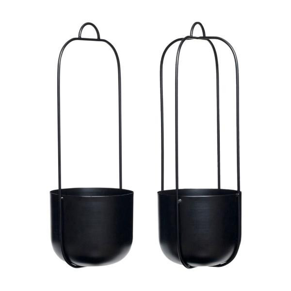 Pots à suspendre Lotus noir (lot de 2) | Hübsch