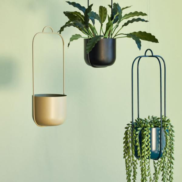 Hanging pots Lotus black (set of 2) | Hübsch