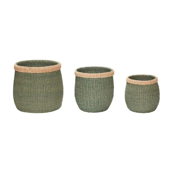 Paniers Moss vert/naturel (lot de 3) | Hübsch