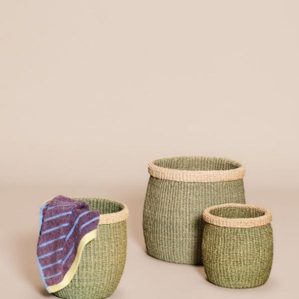 Paniers Moss vert/naturel (lot de 3) | Hübsch