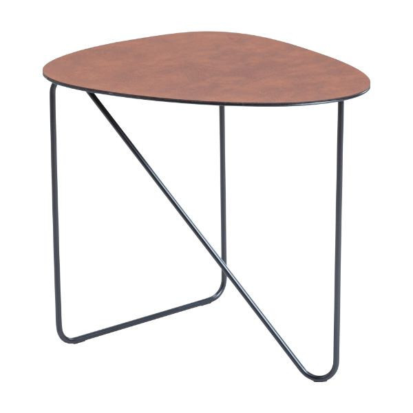 Table d'appoint Curve L cuir recyclé cognac | LIND DNA