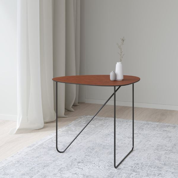 Table d'appoint Curve L cuir recyclé cognac | LIND DNA