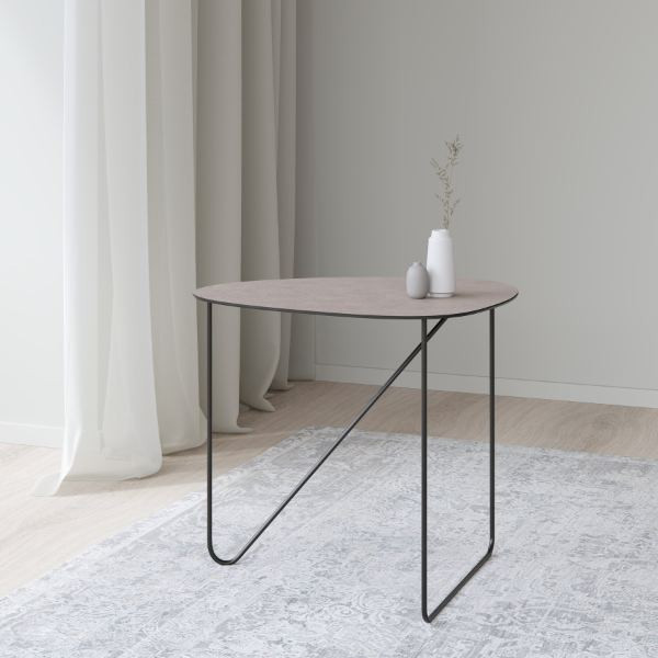 Table d'appoint Curve L cuir recyclé gris chaud Hippo |