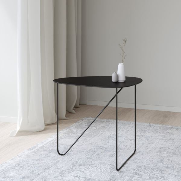 Table d'appoint Curve L cuir recyclé noir | LIND DNA