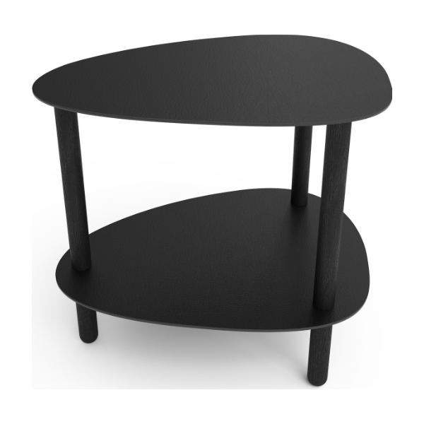 Table d'appoint Curve Lounge L cuir recyclé noir et chêne