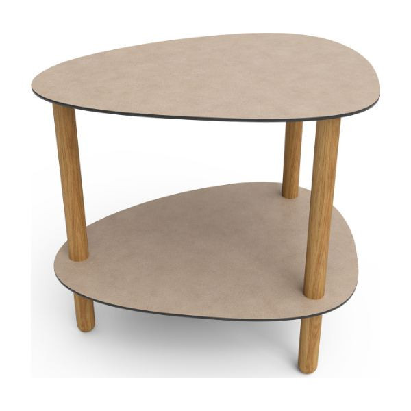 Table d'appoint Curve Lounge L cuir recyclé gris chaud et