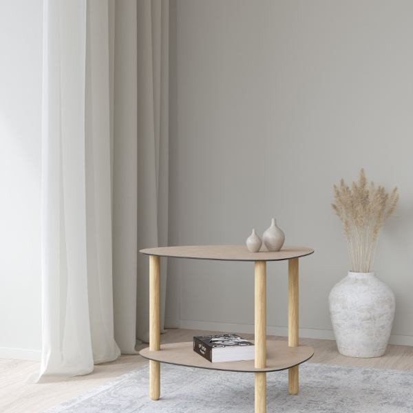 Table d'appoint Curve Lounge L cuir recyclé gris chaud et
