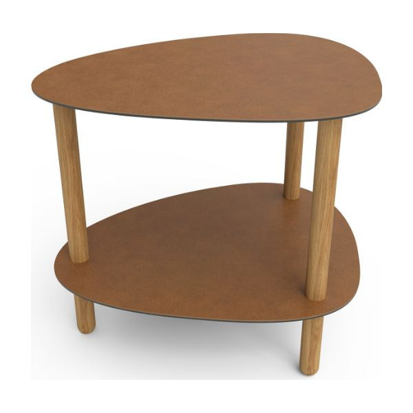 Table d'appoint Curve Lounge L cuir recyclé naturel et