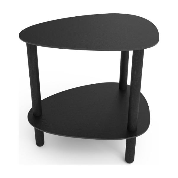 Table d'appoint Curve Lounge S cuir recyclé noir et chêne