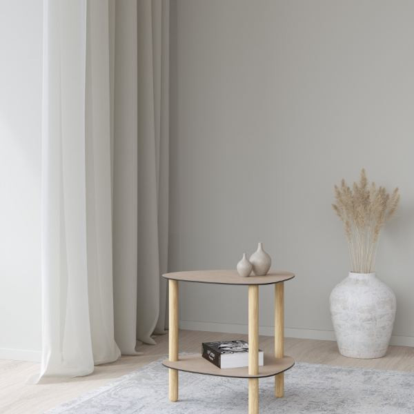 Table d'appoint Curve Lounge S cuir recyclé gris chaud et