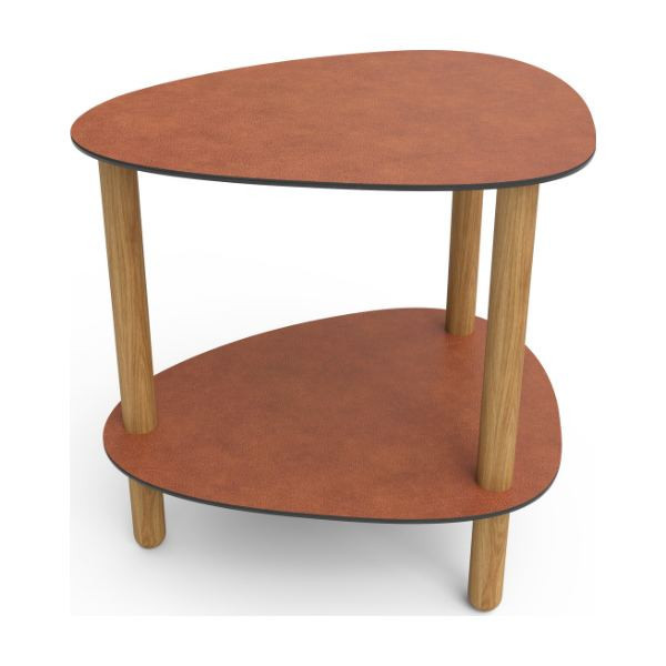 Table d'appoint Curve Lounge S cuir recyclé cognac et chêne