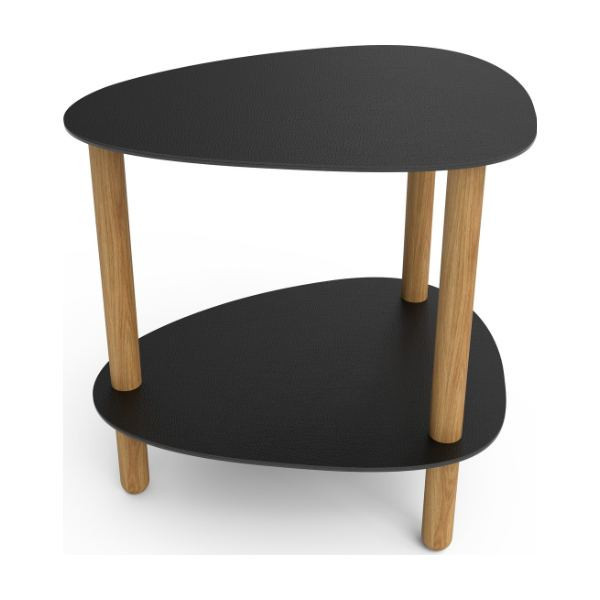 Table d'appoint Curve Lounge S cuir recyclé noir et chêne