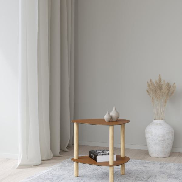 Table d'appoint Curve Lounge S cuir recyclé naturel et