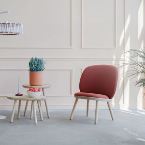 Fauteuil Naïve Low Frêne laine Cognac - EMKO