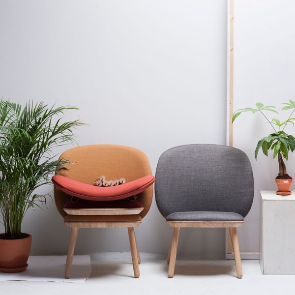 Fauteuil Naïve Low Frêne laine jaune - EMKO