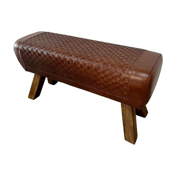 Loui long bench in woven leather | Trademark Living