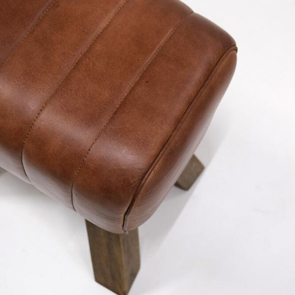Wilma small leather stool - brown | Trademark Living