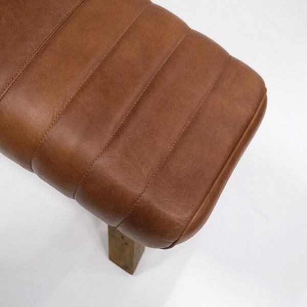 Wilma long pouf with quilted leather - brown | Trademark