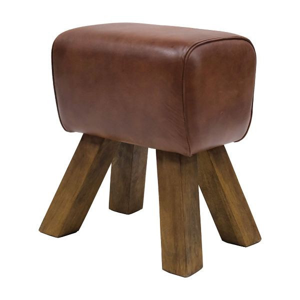 Bonnie small leather stool - brown | Trademark Living