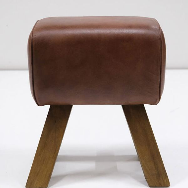 Bonnie small leather stool - brown | Trademark Living