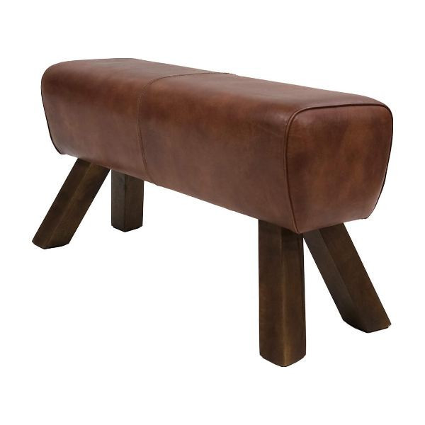 Bonnie simple leather pouf | Trademark Living
