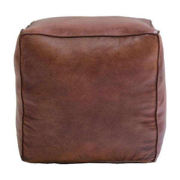 Tazi square leather pouf | Trademark Living
