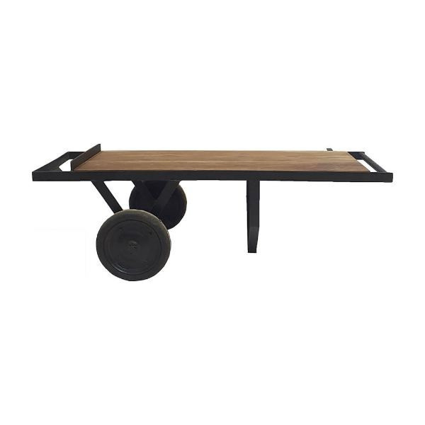 Table basse faite d'un ancien châssis de chariot |