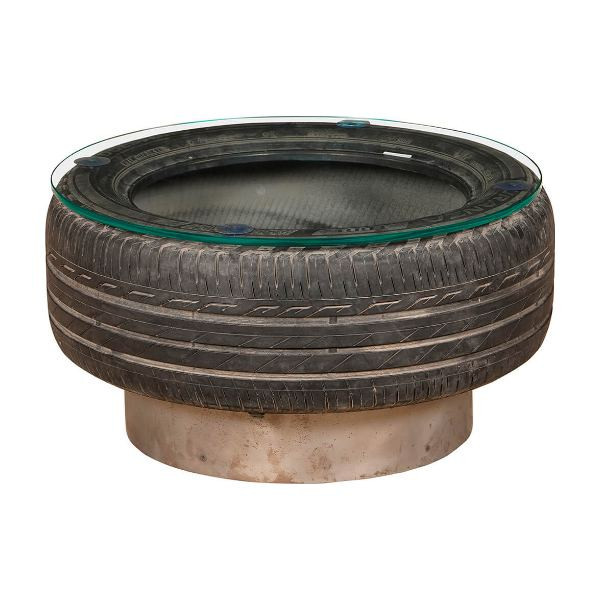 Table basse Ingolstadt en fer, verre et caoutchouc |