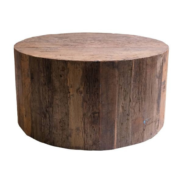 Grande table basse ronde San Francisco en bois recyclé |