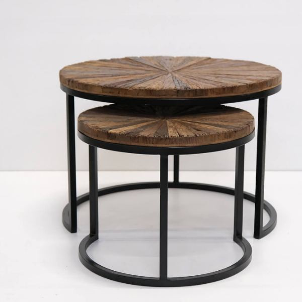 Tables gigognes Luc en fer et bois recyclé | Trademark