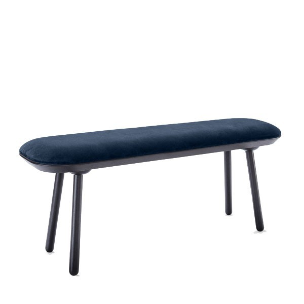 Big Naïve bench Black ash and bleu textile - EMKO
