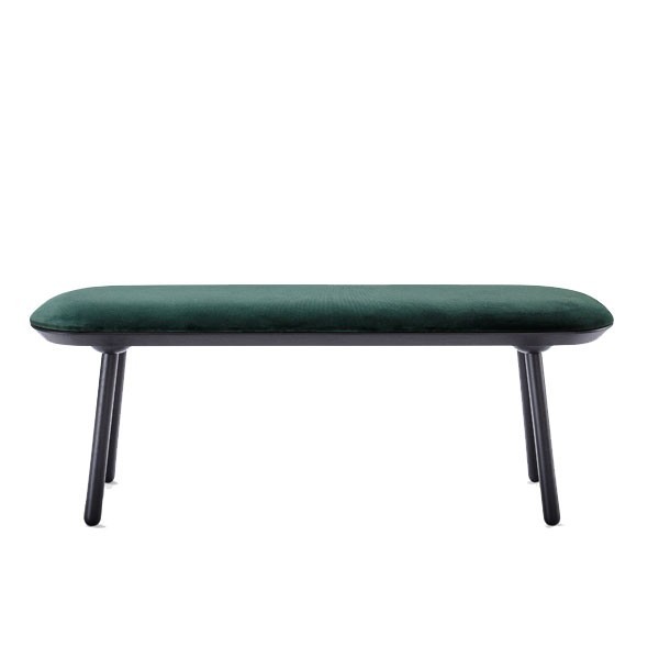 Big Naïve bench Black ash and green textile - EMKO