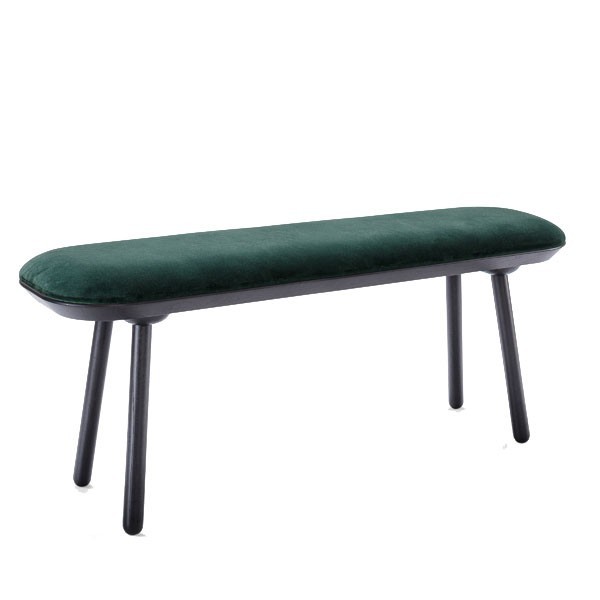 Big Naïve bench Black ash and green textile - EMKO
