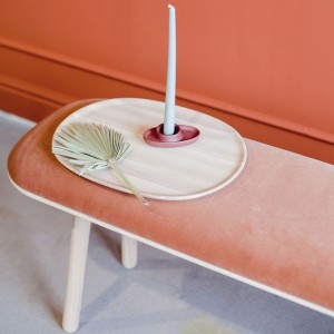 Grand Banc Naïve Frêne et textile terracotta - EMKO