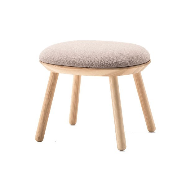 ash and beige textile footstool - EMKO