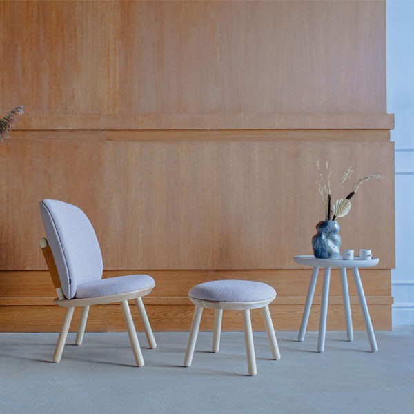 ash and beige textile footstool - EMKO