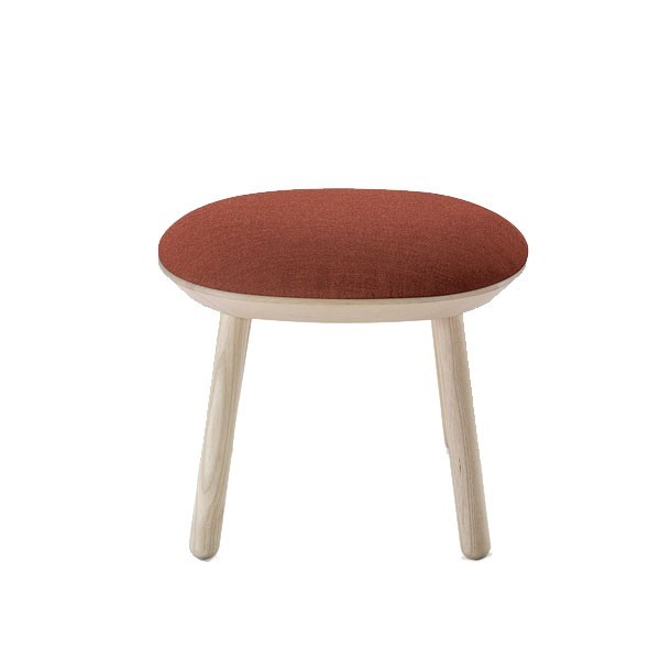 Ash and cognac textile footstool - EMKO