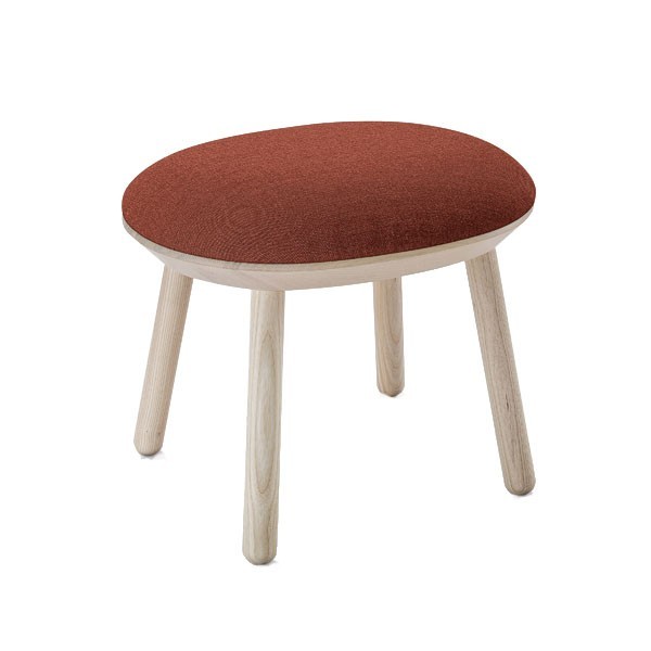 Ash and cognac textile footstool - EMKO
